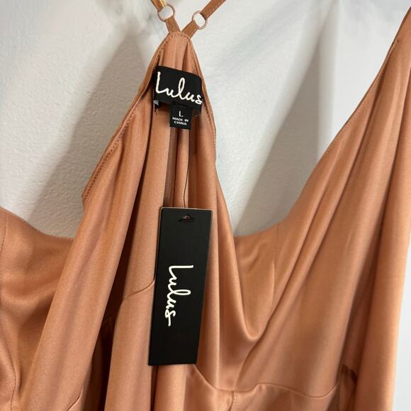 Lulu's All Mine Rusty Rose Floral Print High-Low Wrap Maxi Dress Wedding Guest L - Picture 12 of 14